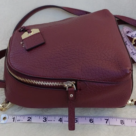 Kate Spade New York Mini Caden Carter Leather Women's Backpack Bag in Burgundy - Picture 7 of 16